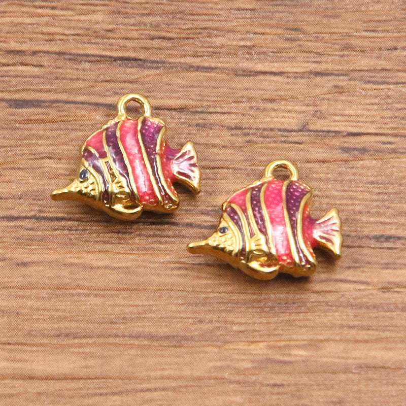 Stainless Steel Gold Vacuum Plating Oil Drop Charm Animal Pendant Small Fish Pendant