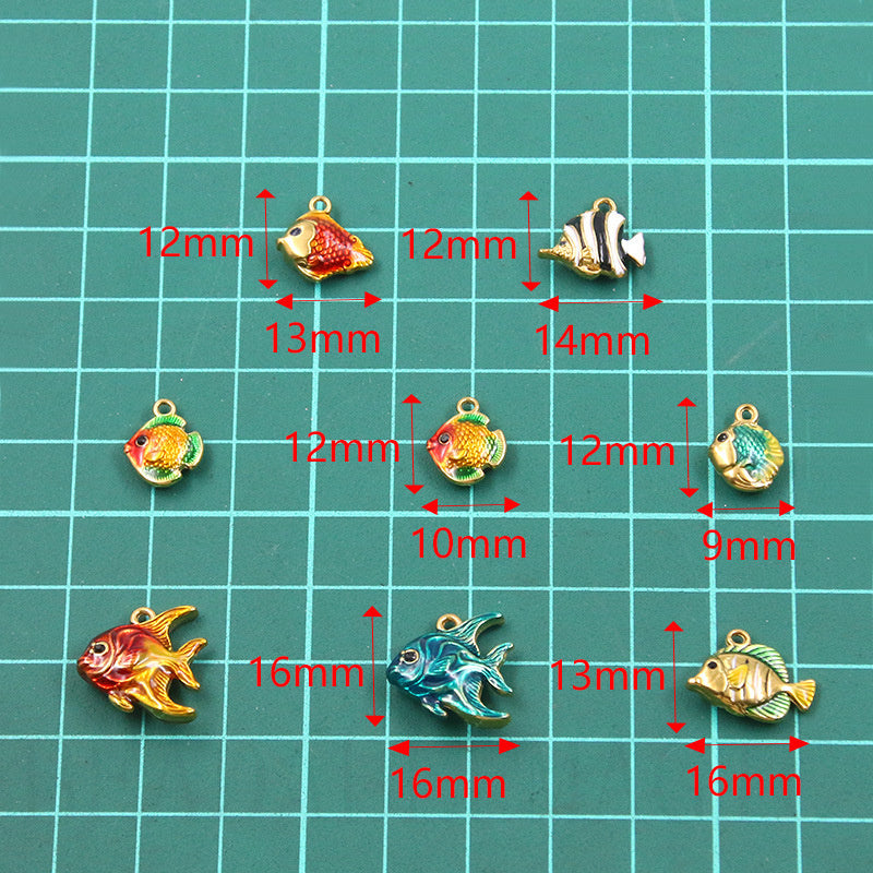 Stainless Steel Gold Vacuum Plating Oil Drop Charm Animal Pendant Small Fish Pendant