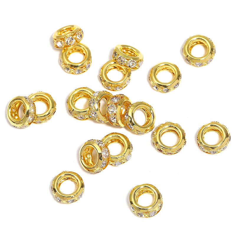 10 pcs 15mm Diamond-Studded Round Bead Ring