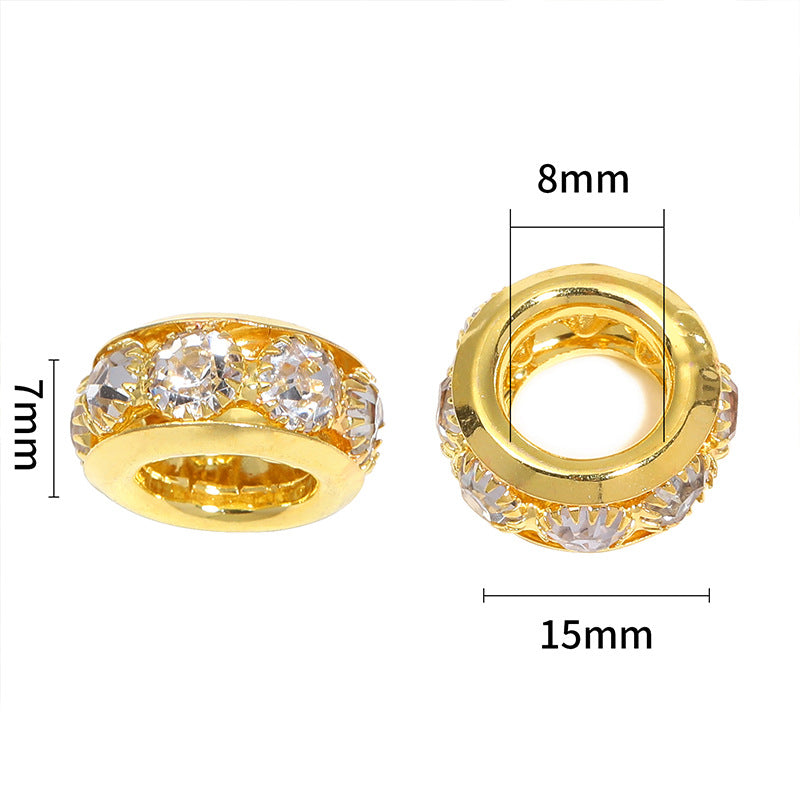 10 pcs 15mm Diamond-Studded Round Bead Ring