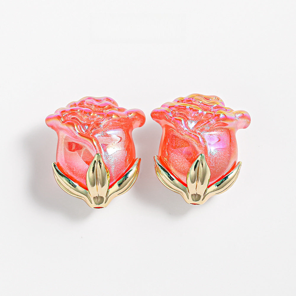 Electroplated Straight Hole Rose Beads