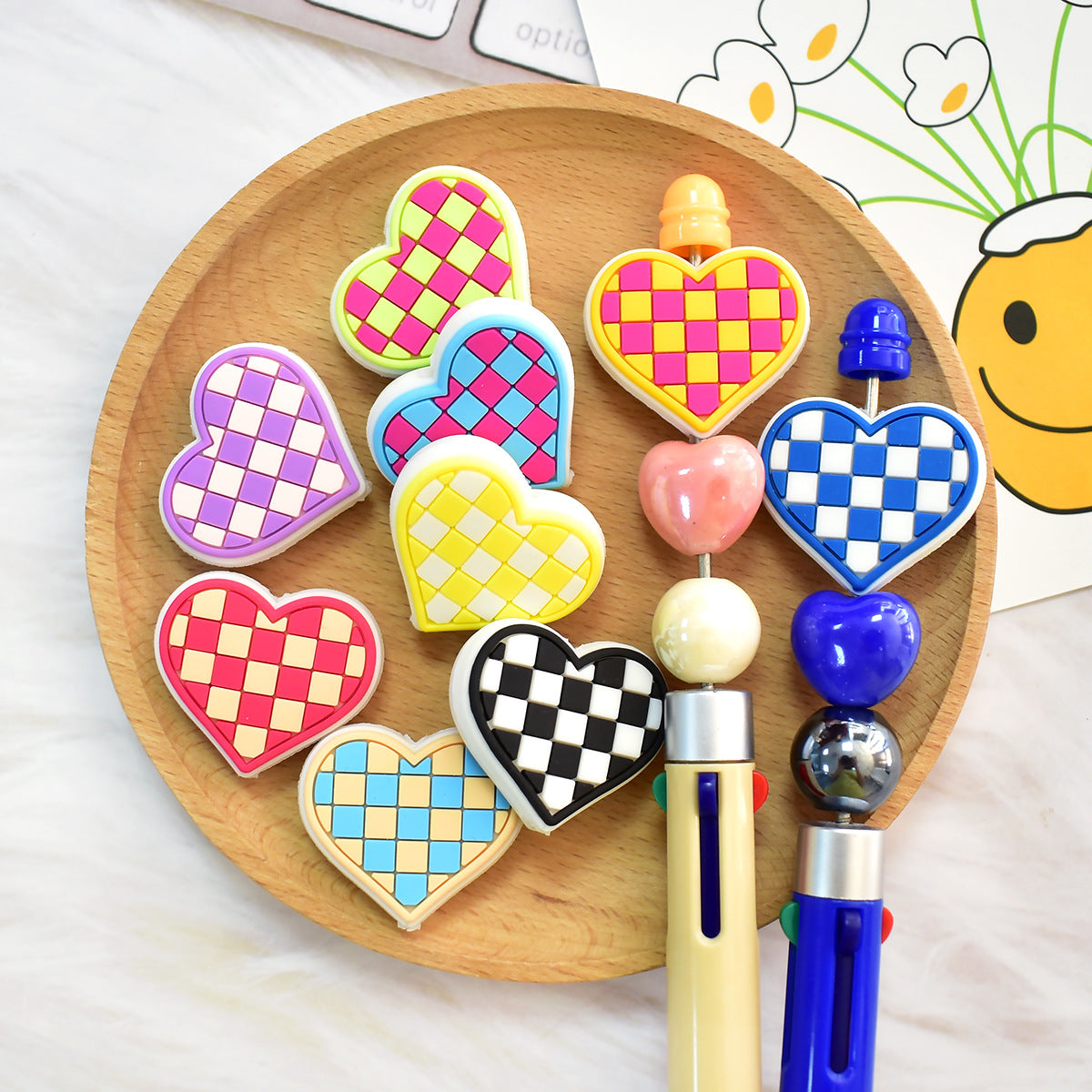 Grid Heart Series Silicone Focus Beads