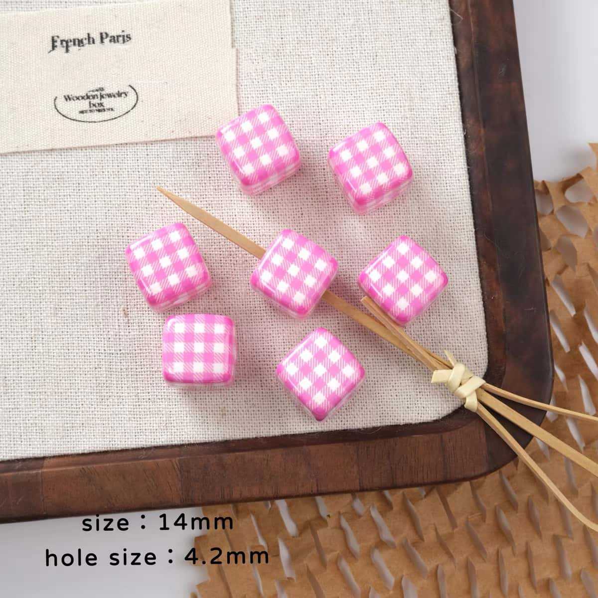 Acrylic Grid Square Handmade Beads