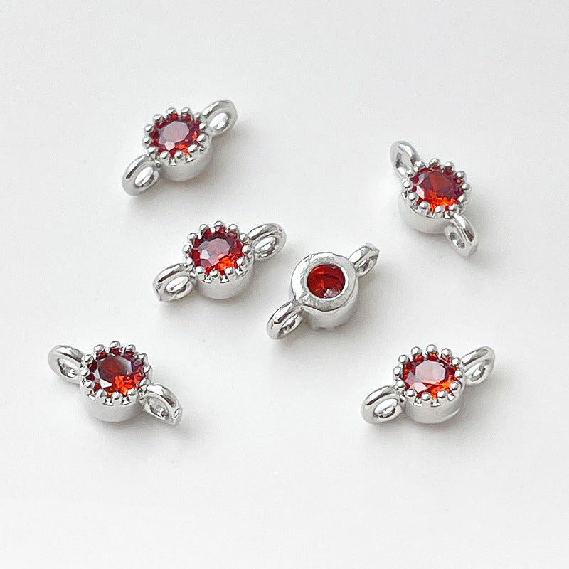 1 pc Gold Filled Color Retention Inlaid Colorful Zircon Pendant Double Round Zircon Stone Charm