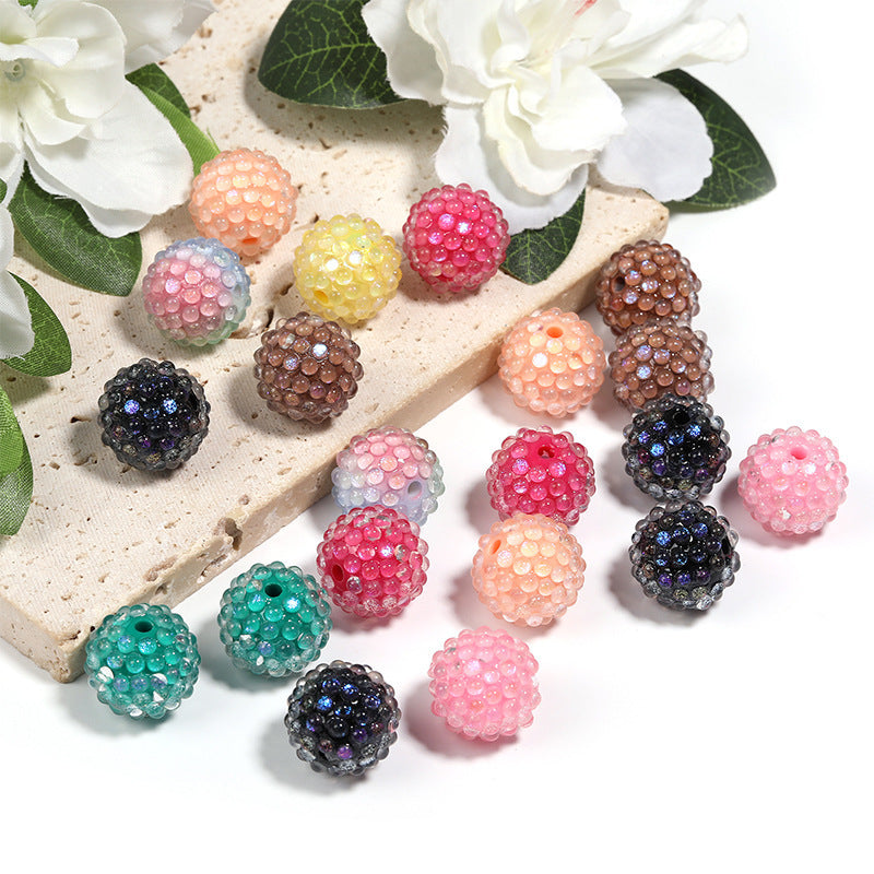 Aurora Mermaid Pearl Drill Ball Acrylic Through-Hole Round Bead