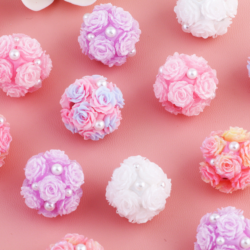 Pearl Rose Flower Luminous Flower Ball Can Be Inserted Straight Hole Beads