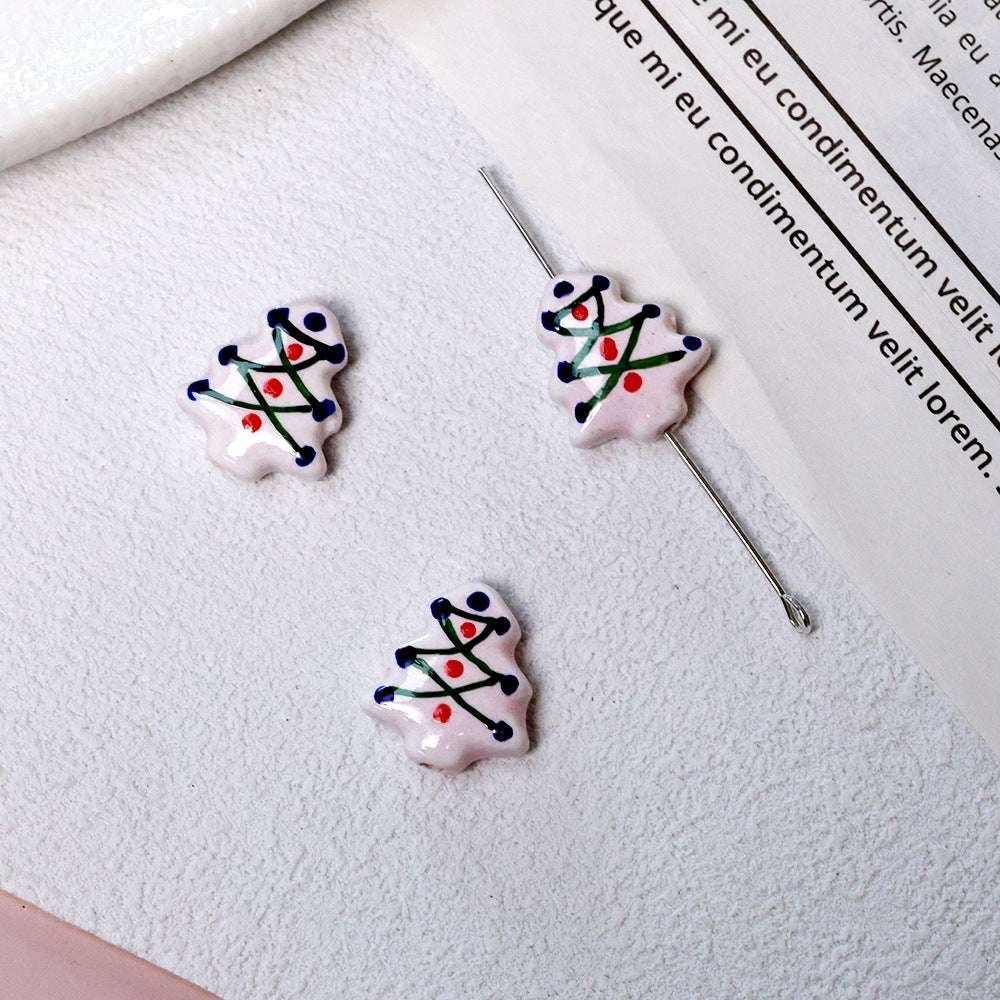 Summer Cute Hand-Painted Ceramic Beads Cartoon Christmas Tree