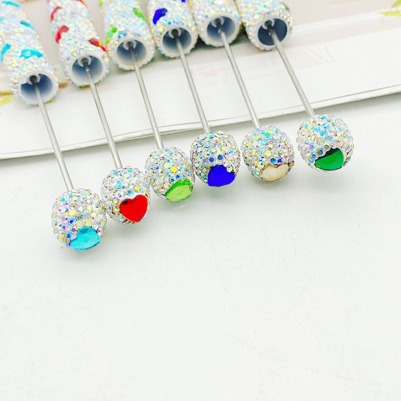 Heart-shaped Full Diamond Beaded Pen