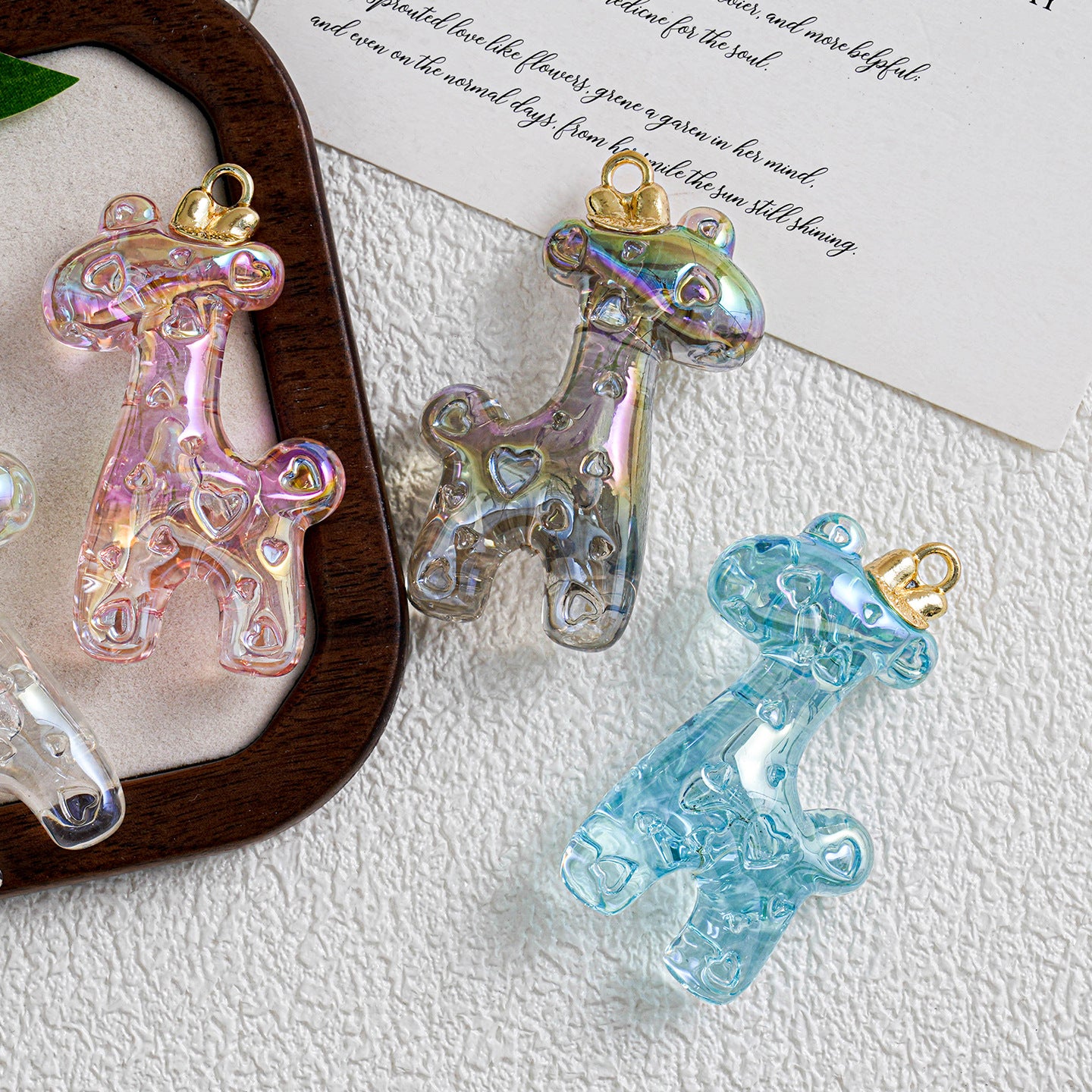 Transparent Deer Multi-Color Tassel Pendant