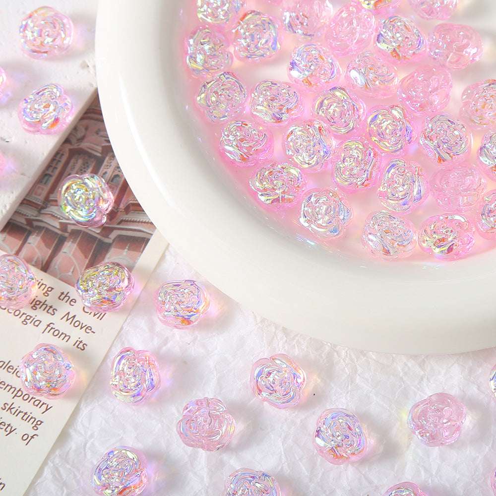 Rose Glass Straight Hole beadable beads