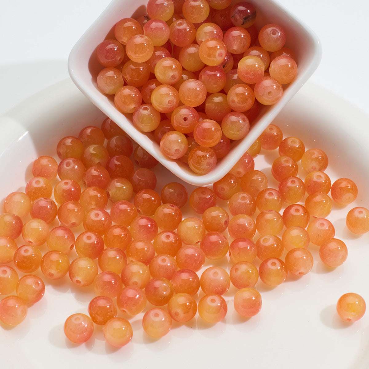 Three-color Glass Beads Imitation Jade Glass Beads