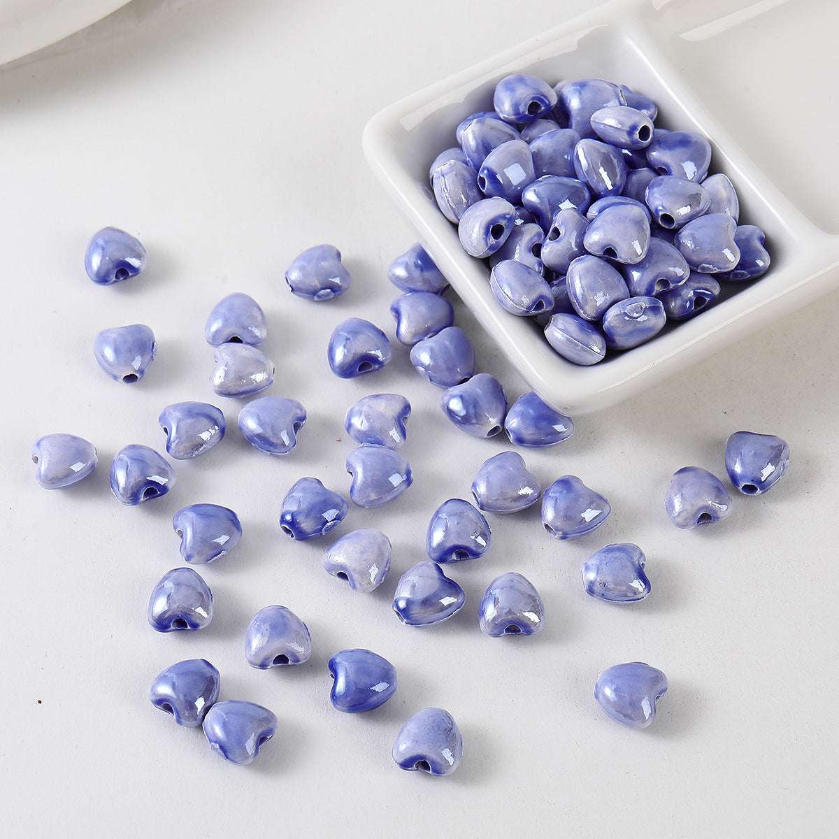 Ceramic Color-Plated 10mm Heart-Shaped Ceramic beads