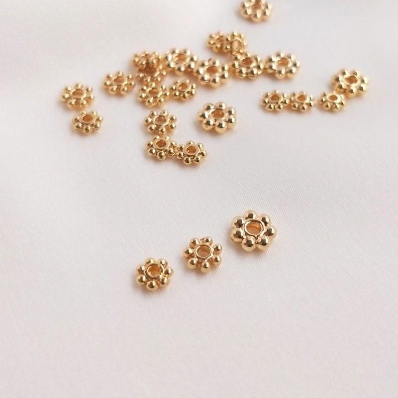 4/6mm Alloy Flower Core Gold-Plated Gear Spacer Beads