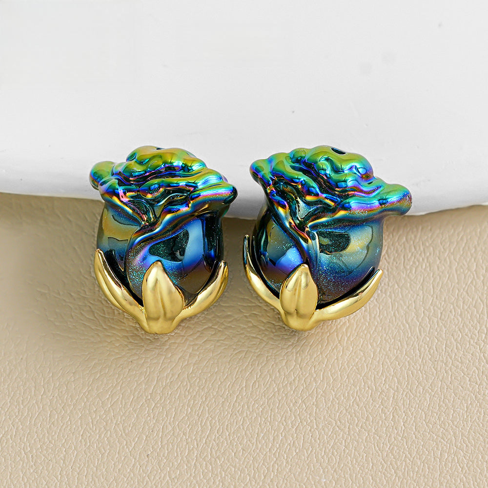 Electroplated Straight Hole Rose Beads