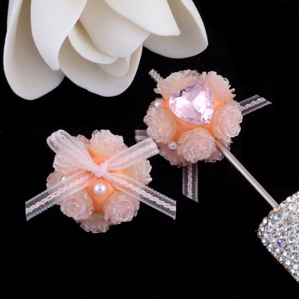 Butterfly Knot Heart Zircon Lace Flower Ball Wearable Straight Hole Beads
