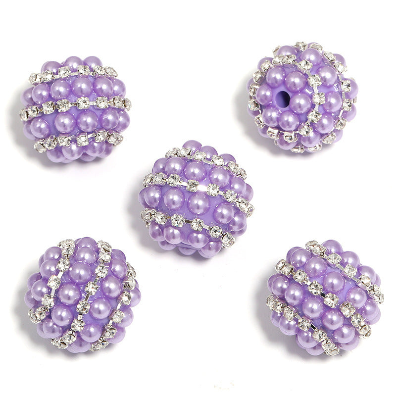 Candy Color Pearl Diamond Ball Rhinestone Chain Straight Hole Beads