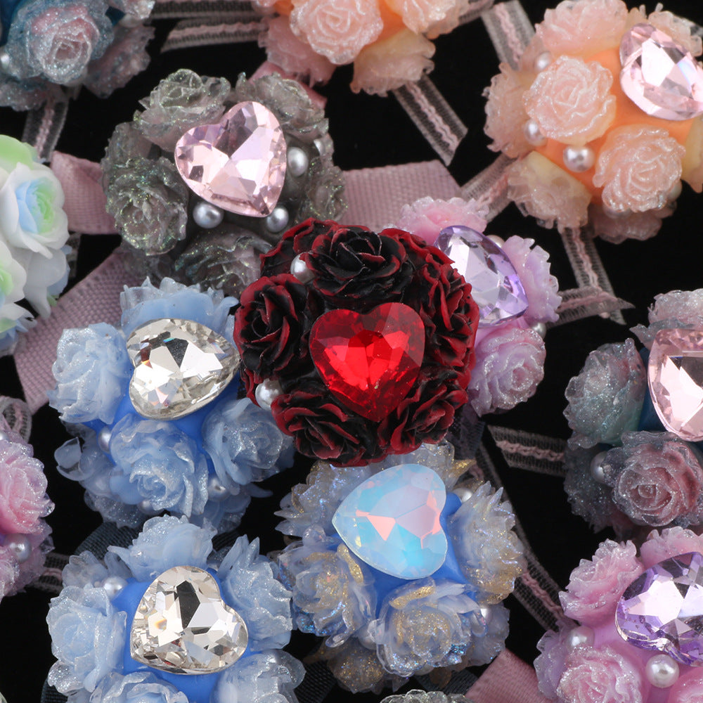 Butterfly Knot Heart Zircon Lace Flower Ball Wearable Straight Hole Beads