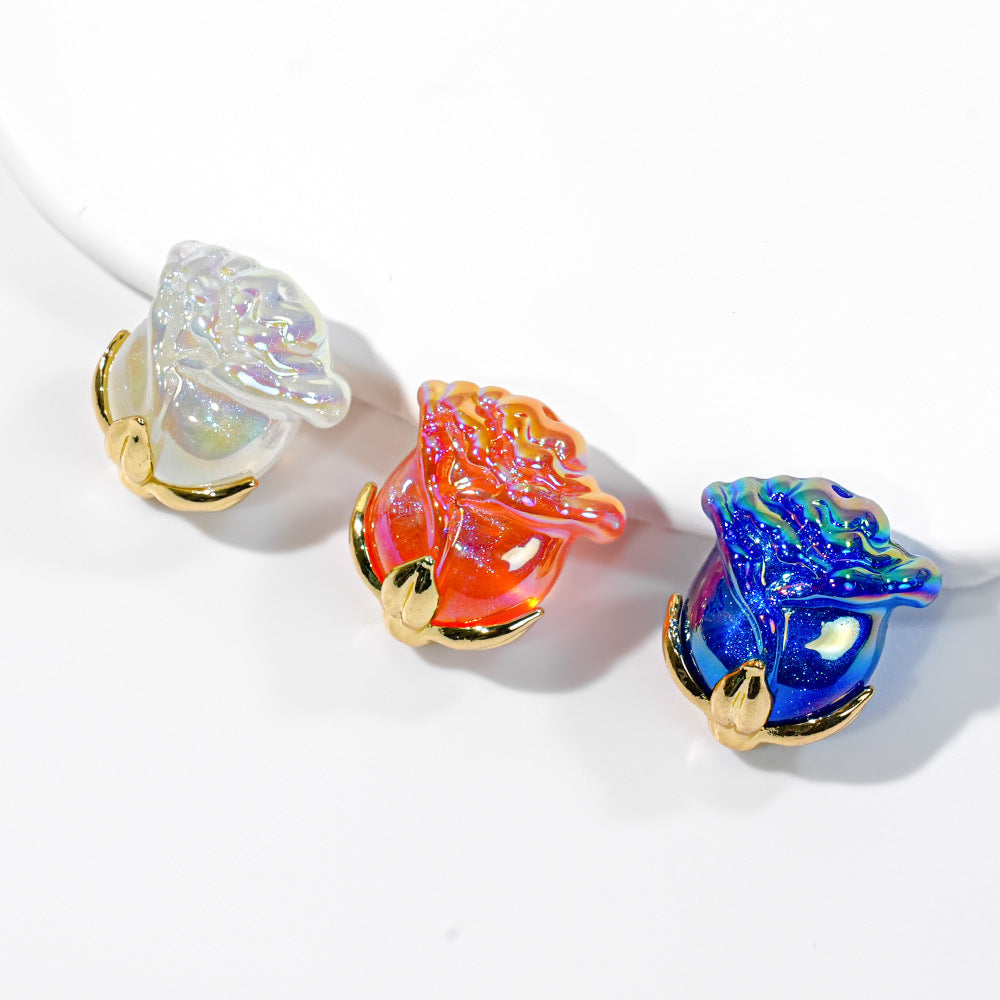 Electroplated Straight Hole Rose Beads