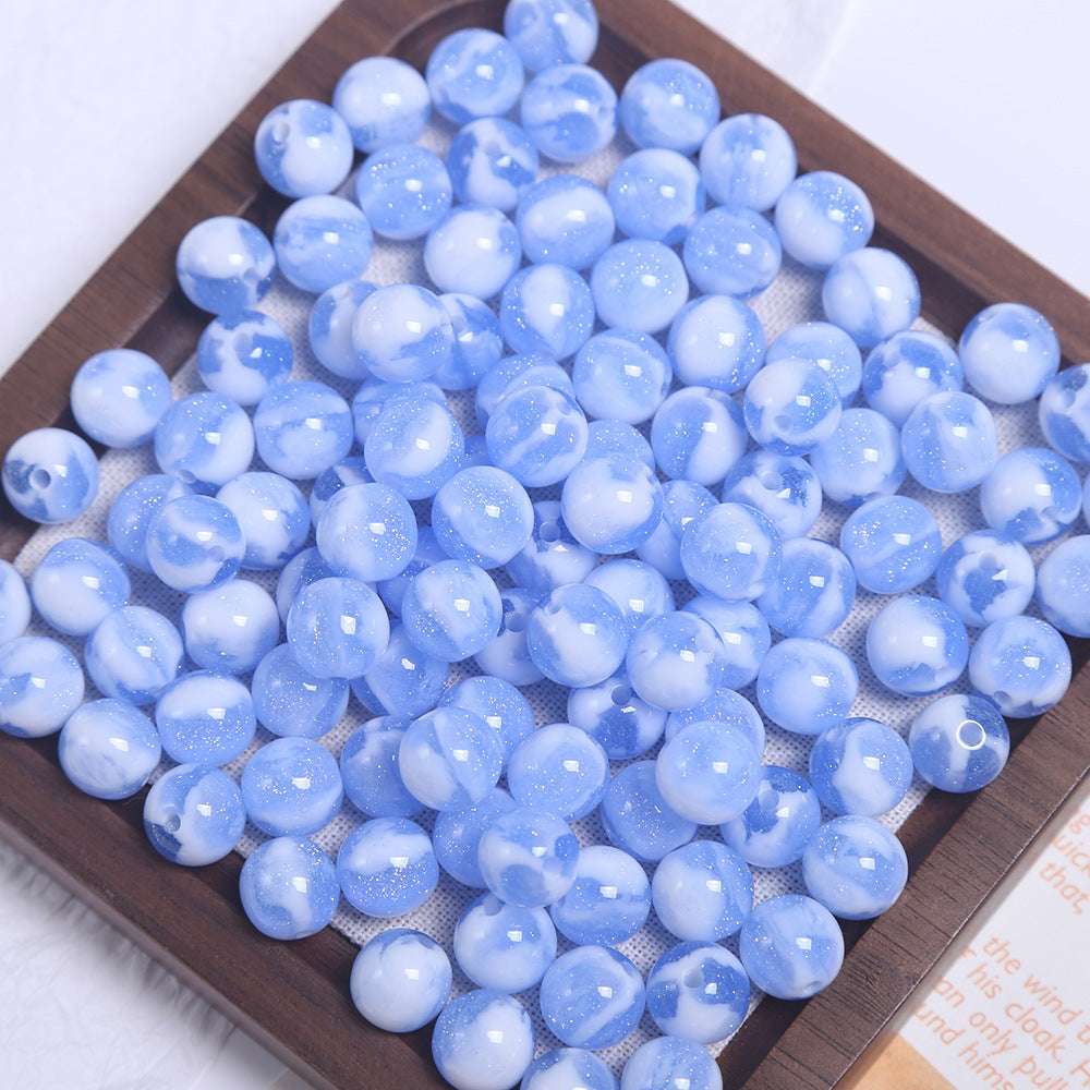 10mm Cream Gradient Fine Glitter Round Beads