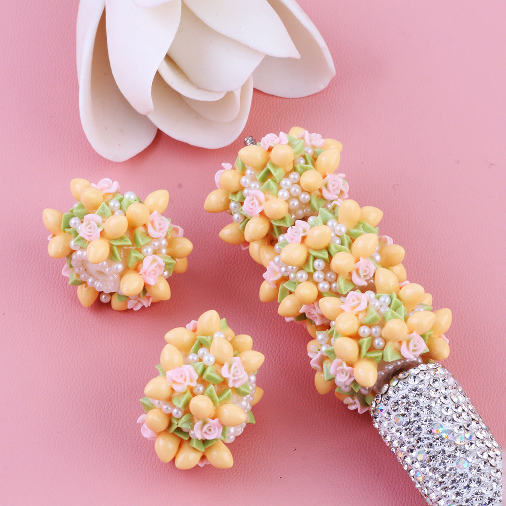 Pearl Flower Ball Colorful Wearable Straight Hole Beads