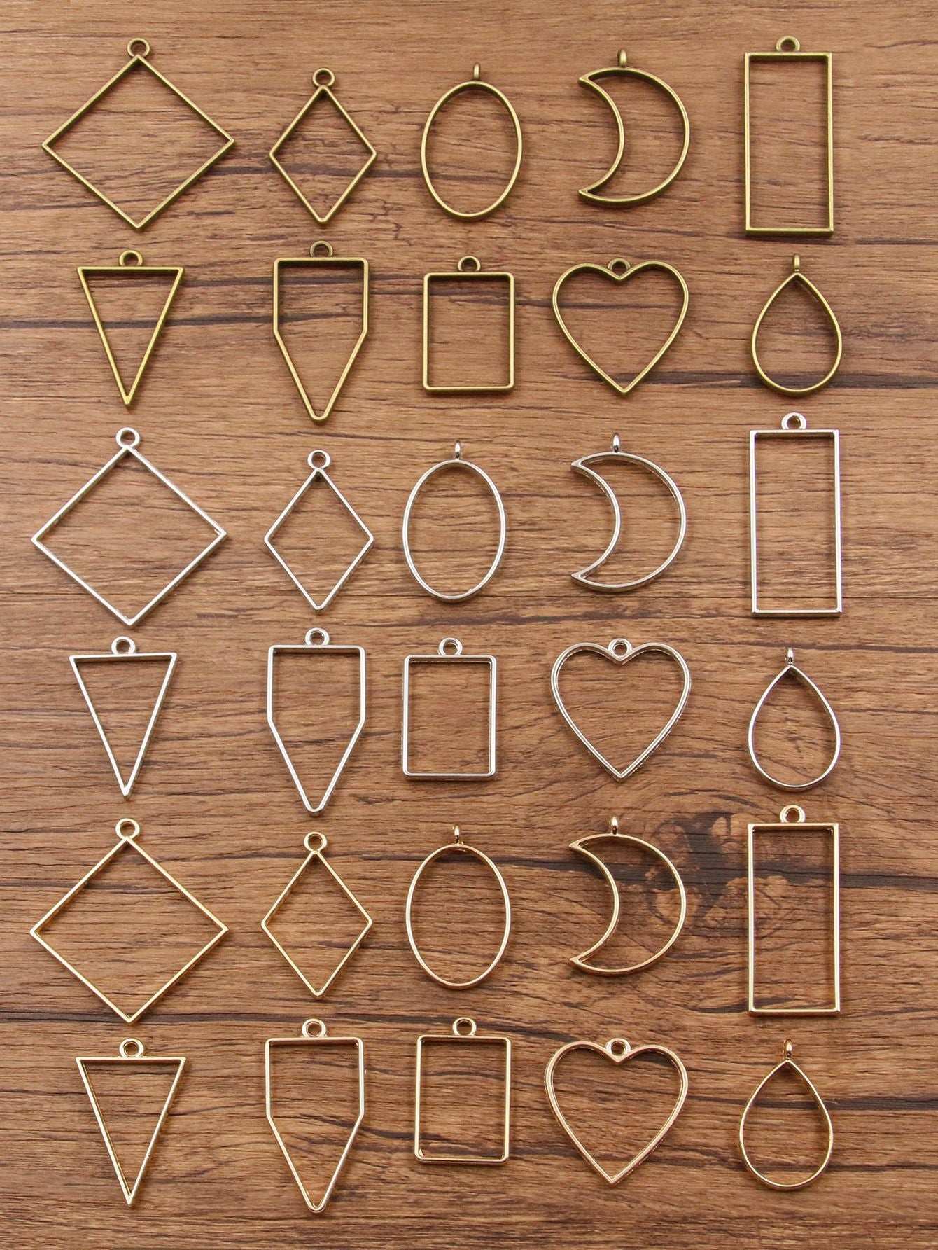 3 Colors DIY Alloy Jewelry Mixed Geometric Shapes Epoxy Resin Mold Frame