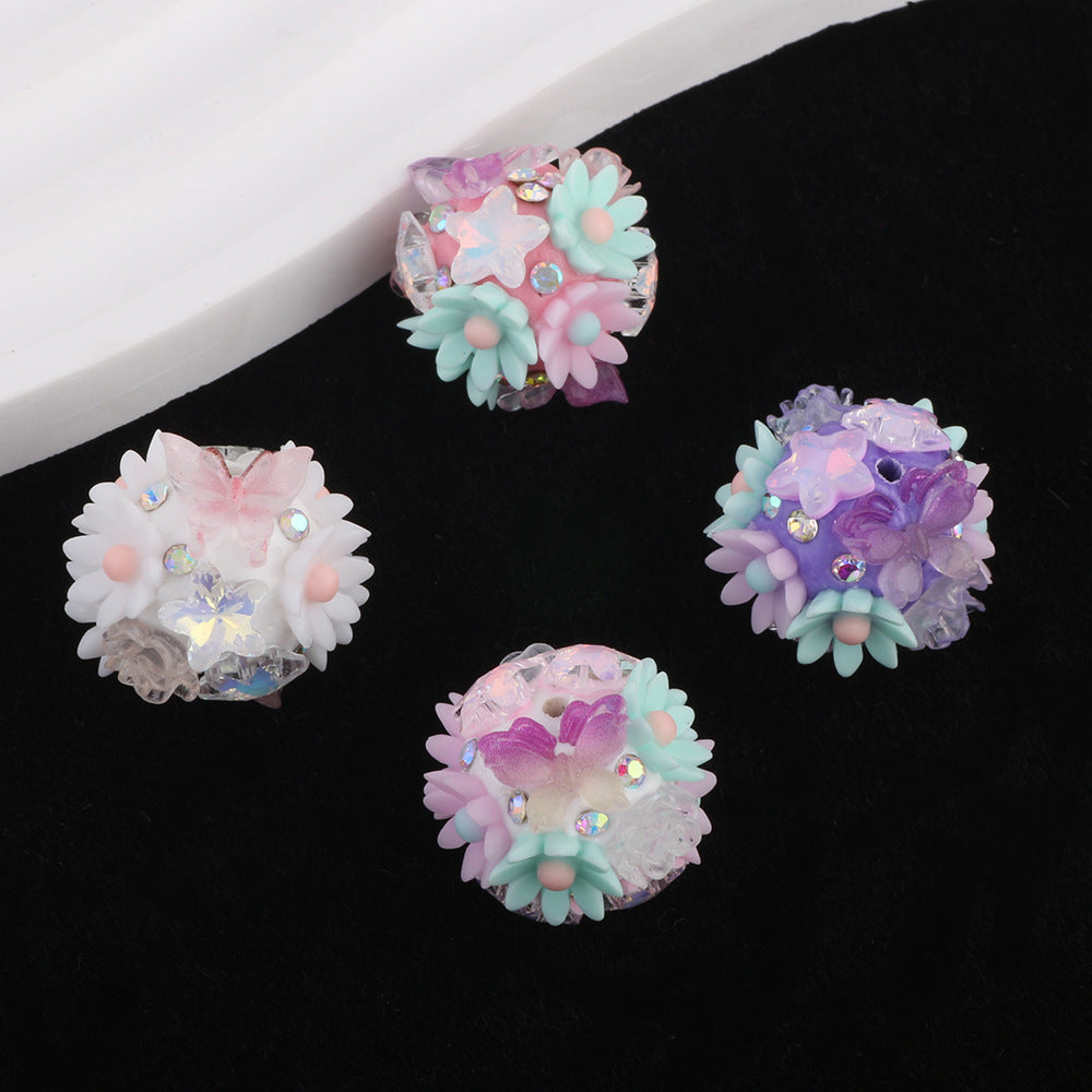 Camellia Flower Cluster Ball Light-Changing Butterfly Soft Clay Drill Ball