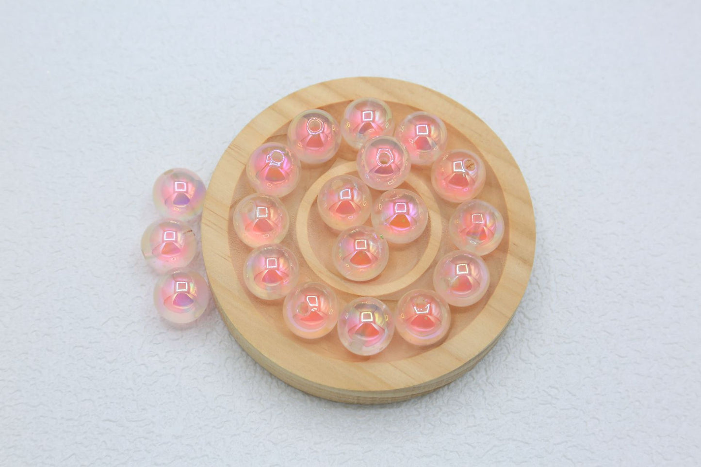 16mm Sugar Heart Luminous Acrylic Beads UV Colorful Plated Round Beads DIY Bracelet Necklace Jewelry Accessories