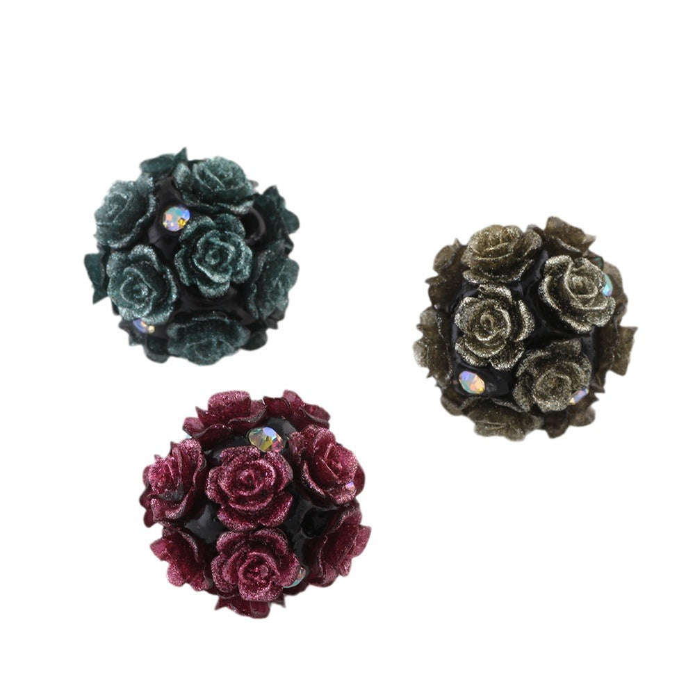 Fluorescent Rose Ball Soft Clay Straight Hole Beads