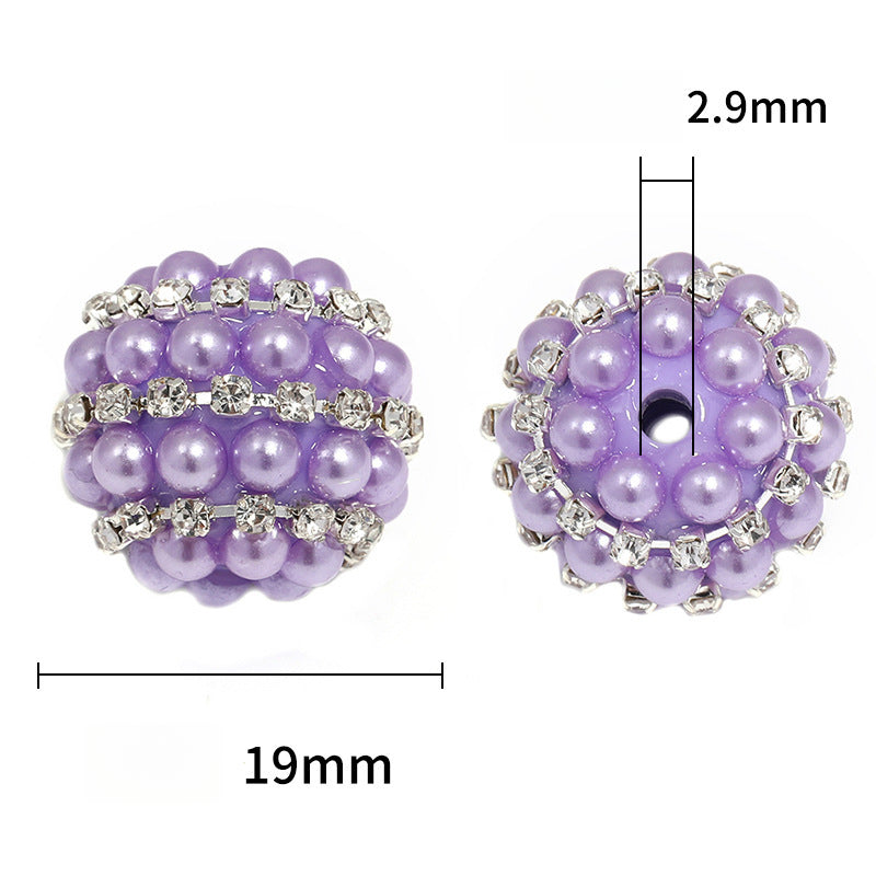 Candy Color Pearl Diamond Ball Rhinestone Chain Straight Hole Beads