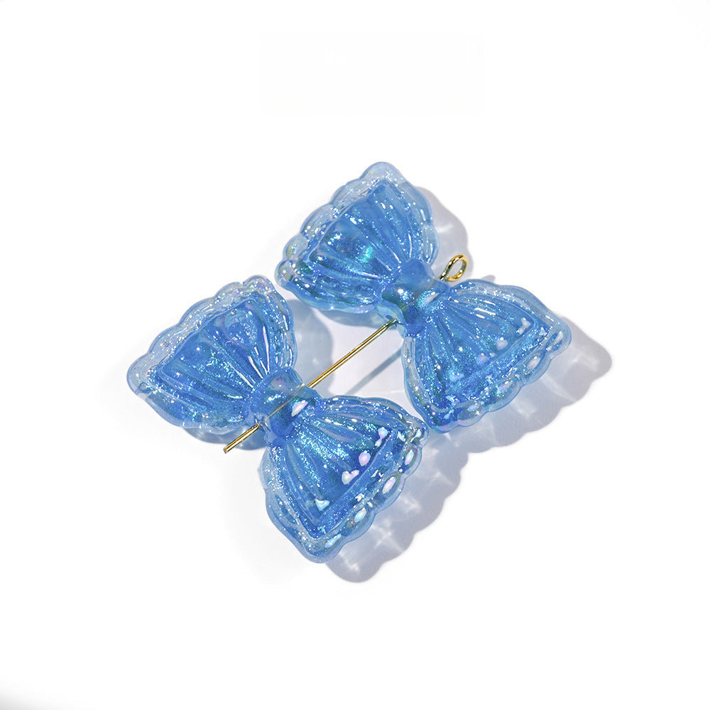 Thin and Glittering Straight Hole Bow Beads