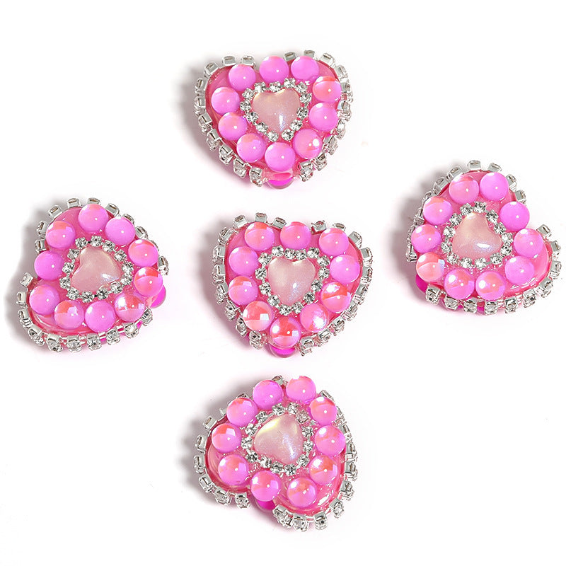 Aurora Mermaid Heart Beads Rhinestone Chain Heart-shaped Straight Hole Beads
