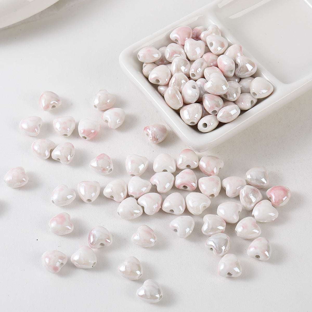 Ceramic Color-Plated 10mm Heart-Shaped Ceramic beads