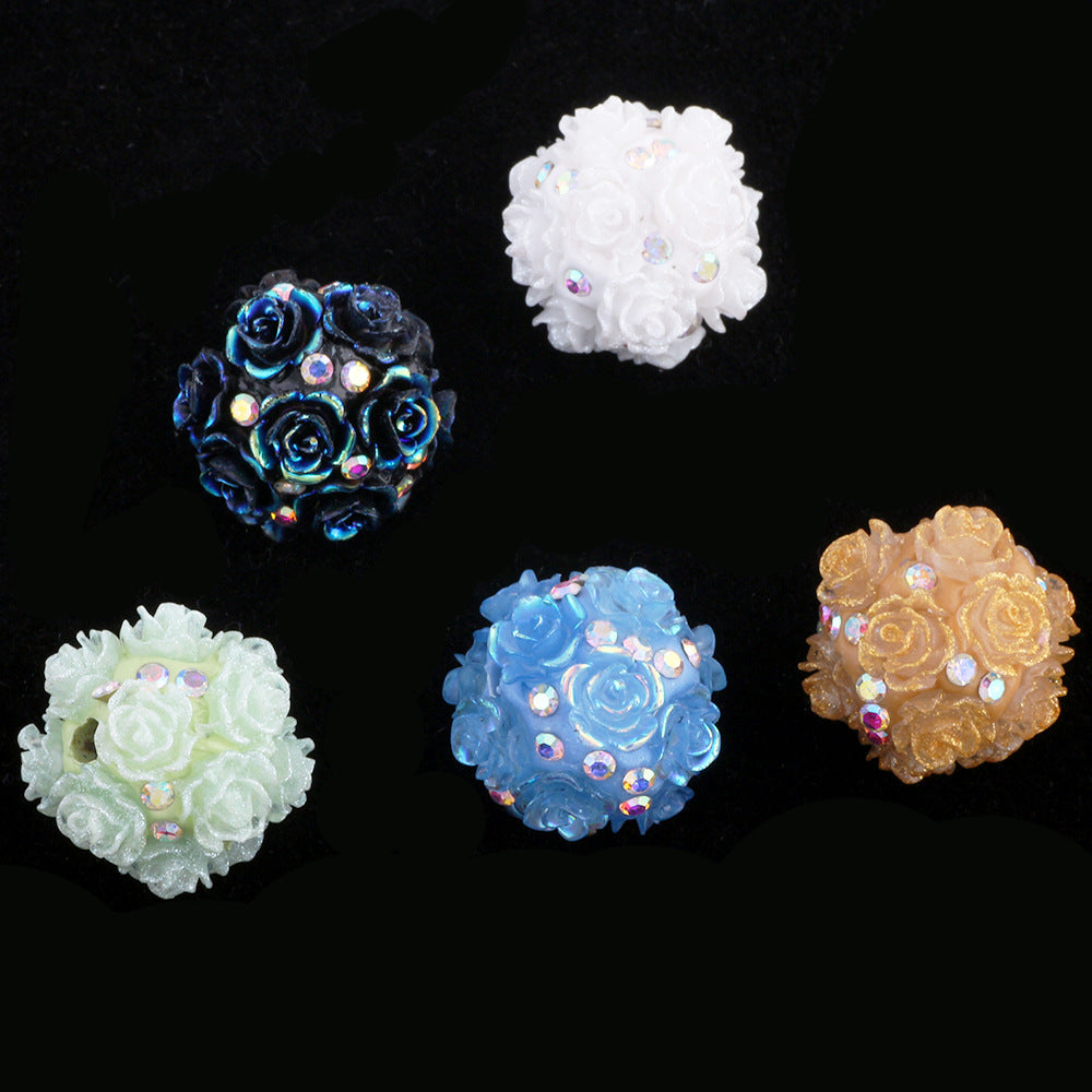 Flower Beads Green Satin Soft Clay Beads