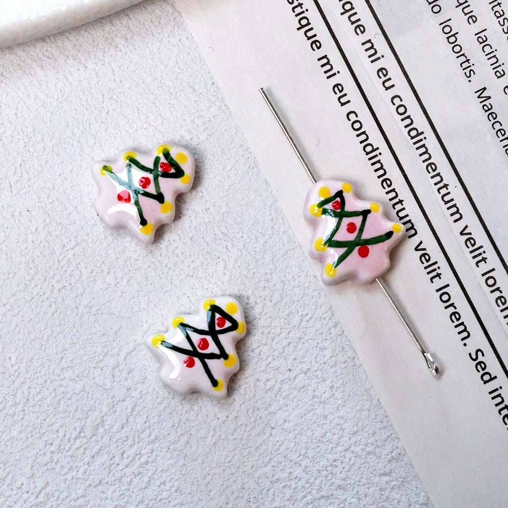 Summer Cute Hand-Painted Ceramic Beads Cartoon Christmas Tree
