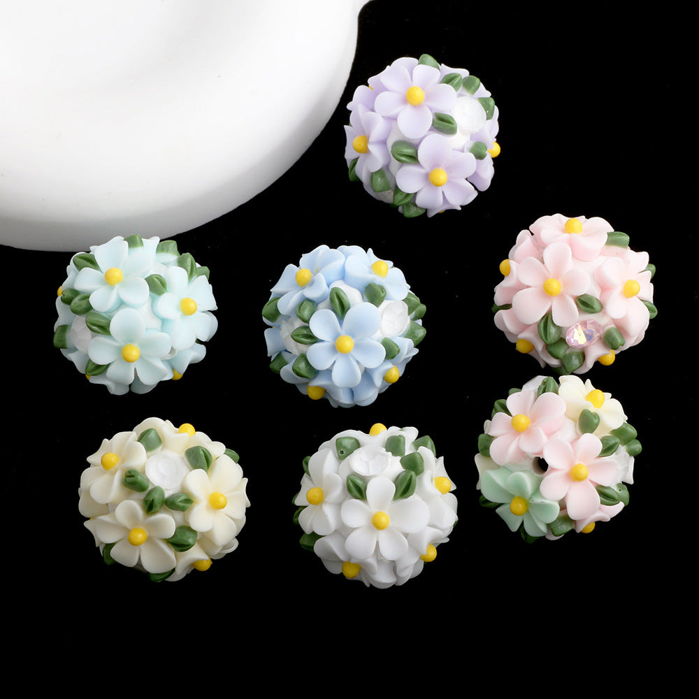 Camellia fresh green leaf flower ball beads
