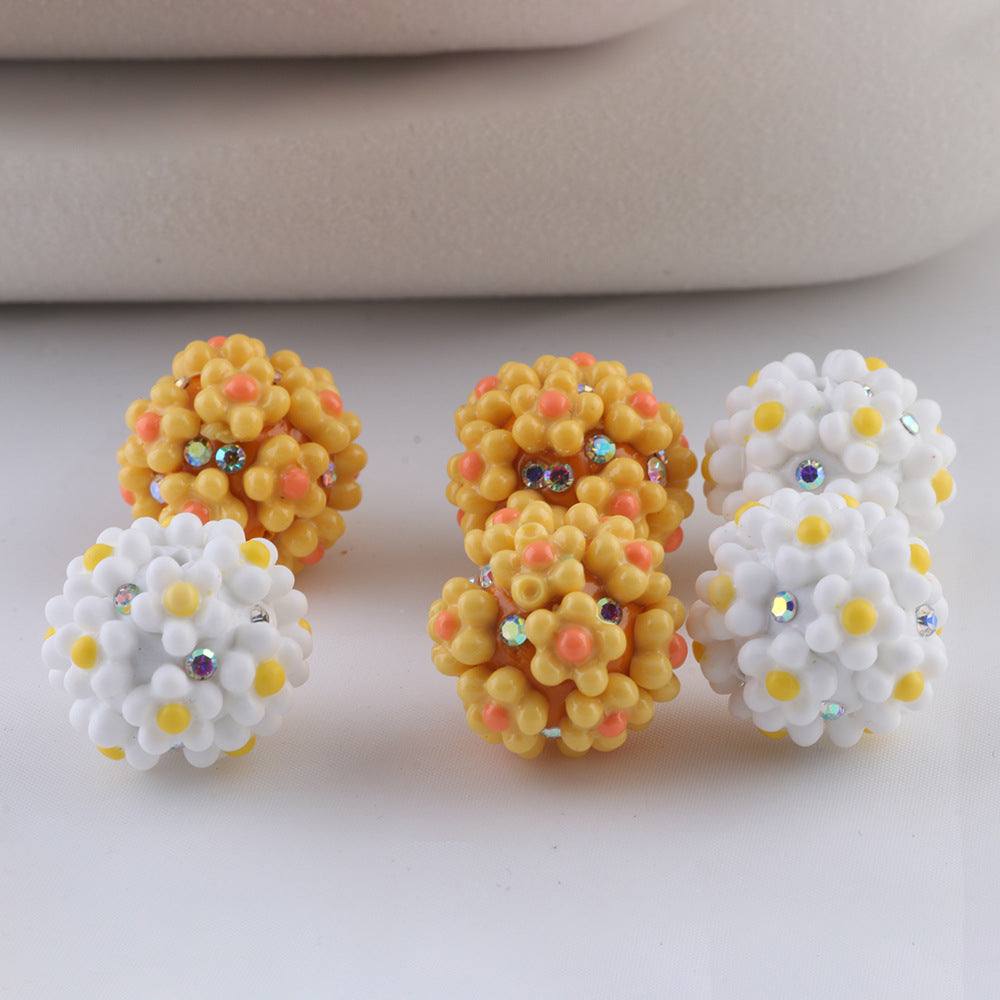 Solid Color Flower Balls Soft Clay Drill Balls Straight Hole Beads