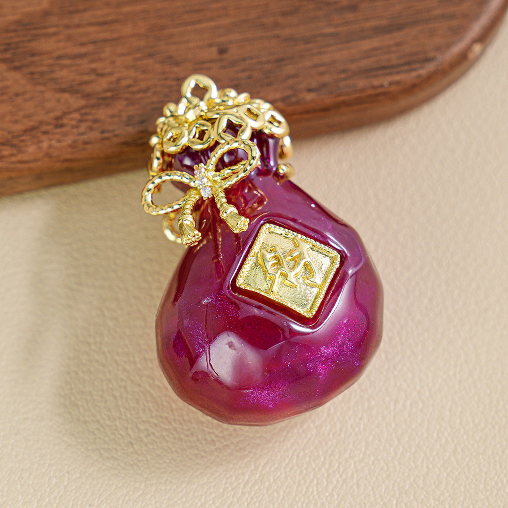 Pachira Macrocarpa Money Bag Pendant Micro-Inlaid Butterfly Shape Pendant