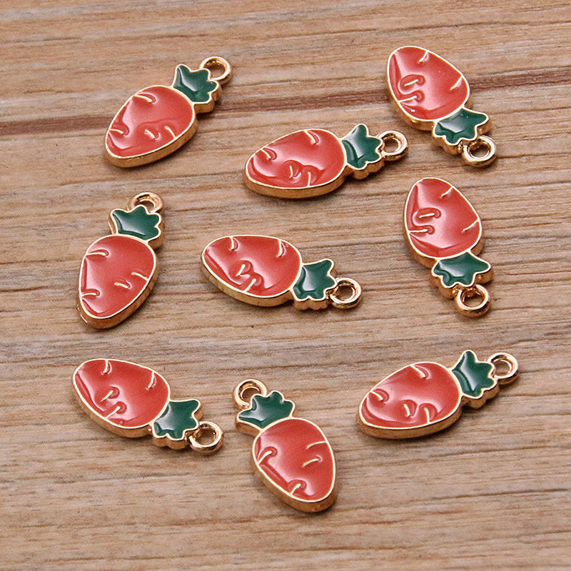 2 Colors 7*15mm Alloy Jewelry Accessories KC Gold Drop Oil Charm MIN Carrot Pendant Vegetable Charm