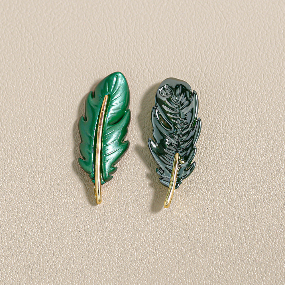 Christmas Red Green Alloy Decoration Accessories Leaf Feather Pendant