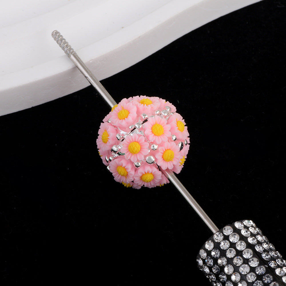 Sunflower Alloy Flower Cluster Ball Straight Hole Beads