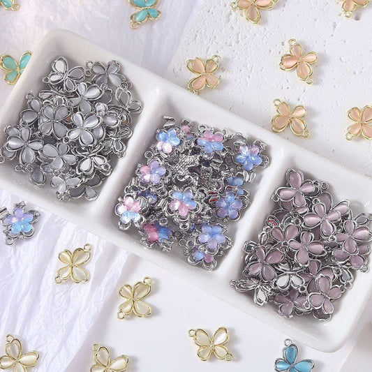 Alloy Cat Eye Colorful Butterfly Accessories Metal Beads