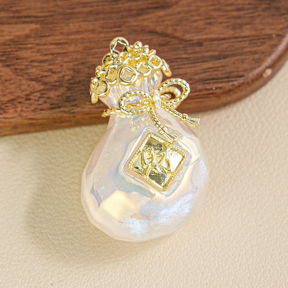 Pachira Macrocarpa Money Bag Pendant Micro-Inlaid Butterfly Shape Pendant