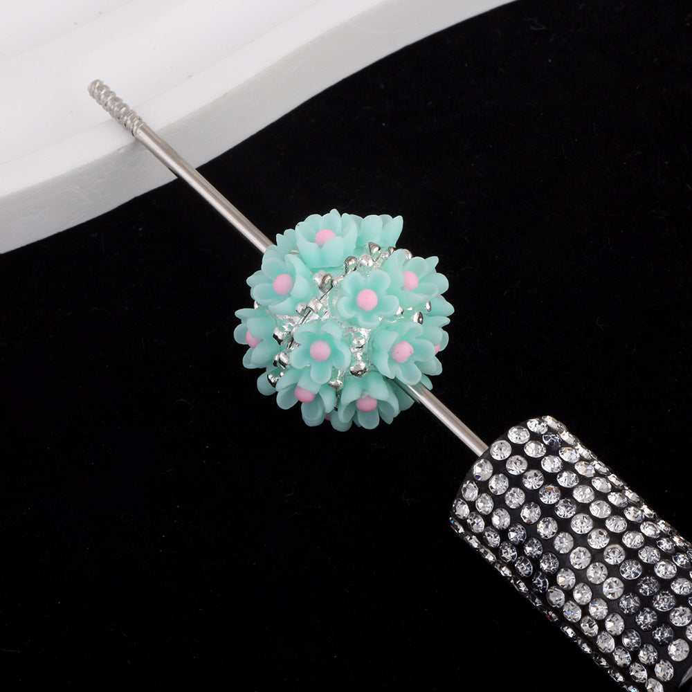 Flower Beads Alloy Flower Cluster Ball Handmade Straight Hole Beads
