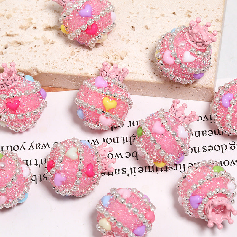 Crown Heavy Industry Beaded Light Luxury Colorful Dot Rhinestone Loose Beads Acrylic