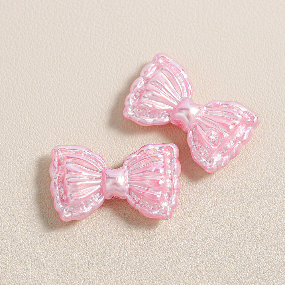 Thin and Glittering Straight Hole Bow Beads