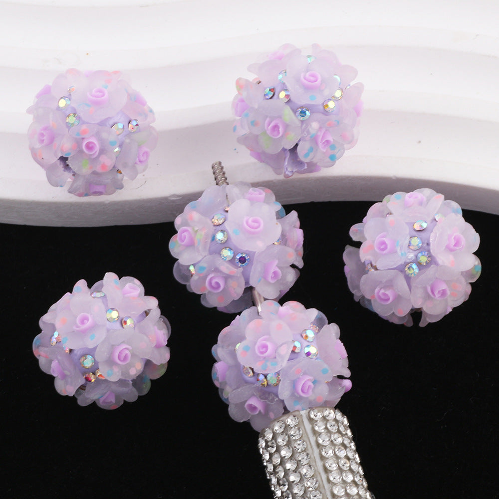 Fluorescent Flower Ball Wearable Straight Hole Beads