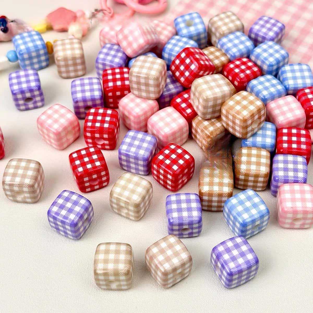 Acrylic Grid Square Handmade Beads