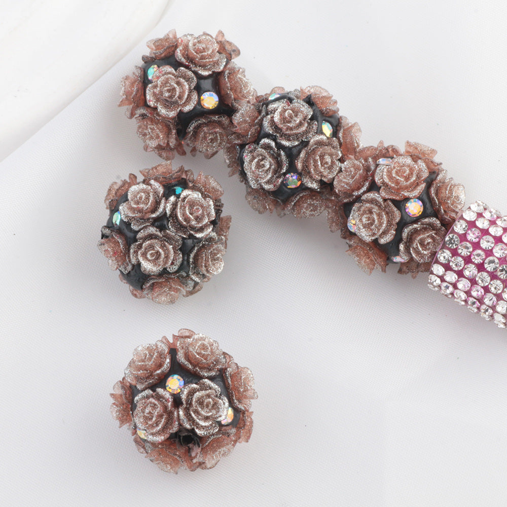 Fluorescent Rose Ball Soft Clay Straight Hole Beads