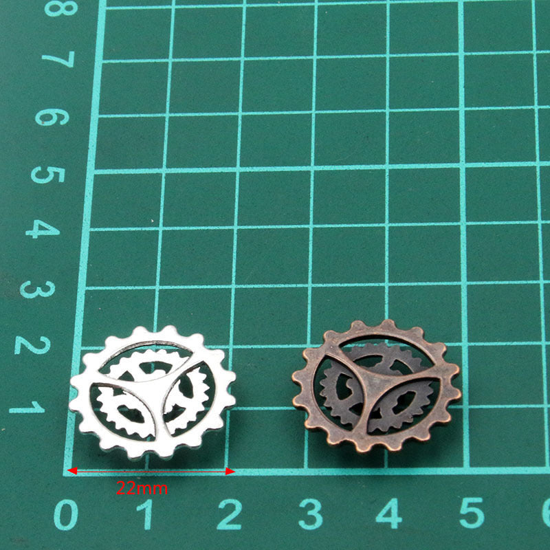 2 Colors 22mm DIY Alloy Mechanical Gear Hollow Round Steampunk Bracelet Accessories