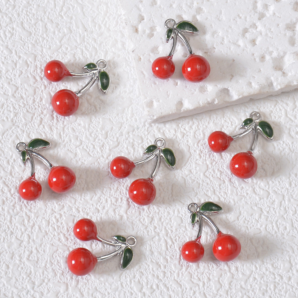 Cute Red Alloy Cherry Fruit Series Charm